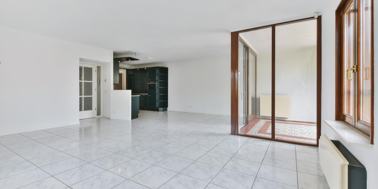 Modern Los Angeles home interior featuring newly installed white floor tiles
